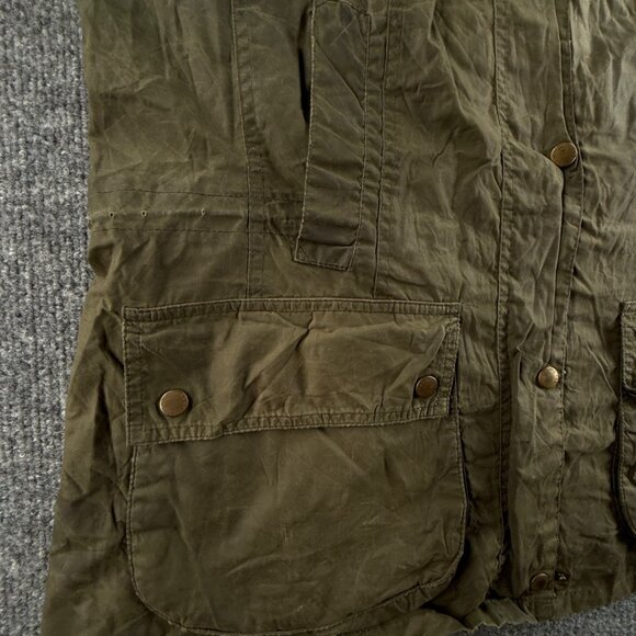 Barbour Flyweight Beadnell Parka Waxed Jacket Women Hooded Green Size 12 US - Picture 8 of 16